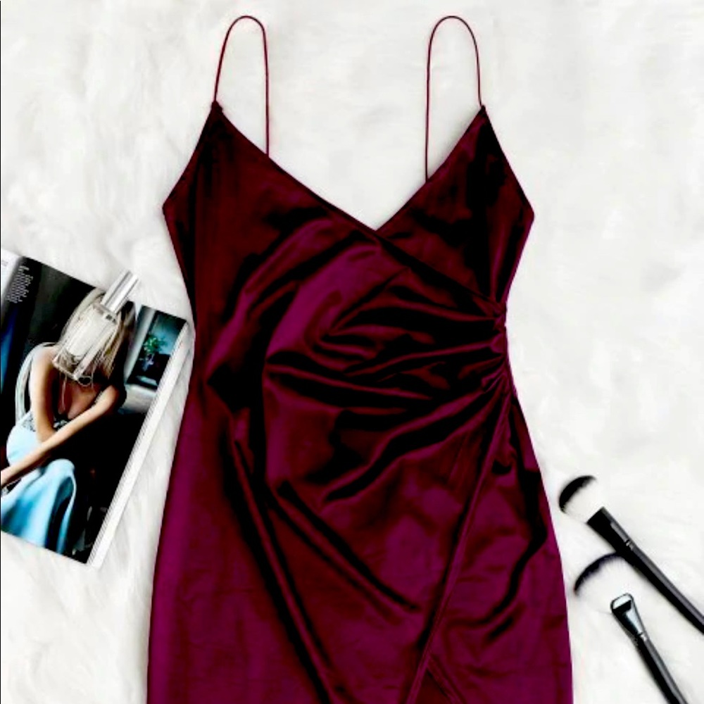 Burgundy velvet dress